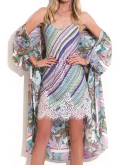 Viscose Nachthemd GRÜN LILA von Chiara Fiorini