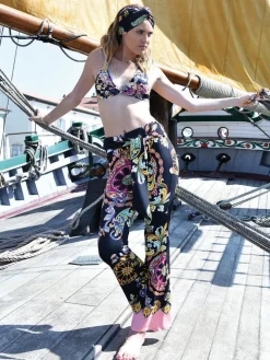 Viscose Strandhose BARI schwarz-bunt von Chiara Fiorini