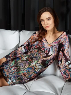 Viscose Tunika ORNELLA aubergine-bunt von Gattina