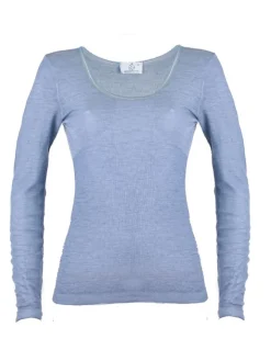 Wolle-Seide Langarm Shirt RUGIADA ML Pflanzenfarbe uni Madiva Ecofuture®