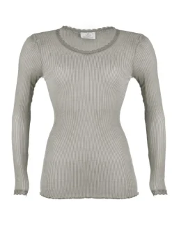 Wolle-Seide Langarm Shirt BREEZE M/L gerippt uni von Madiva Ecofuture®
