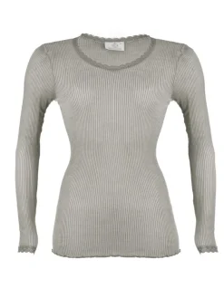 Wolle-Seide Langarm Shirt BREEZE M/L gerippt uni von Madiva Ecofuture®
