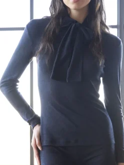 Wolle-Seide Langarmshirt BRISEIDE Schleife von Boglietti