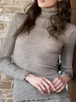 Wolle-Seide Rippjersey Rollkragenshirt OVADA von Boglietti