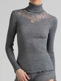 Wolle-Seide Rollkragenshirt BRIDGET grau von Boglietti