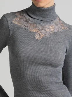 Wolle-Seide Rollkragenshirt BRIDGET grau von Boglietti