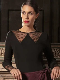 Wolle-Seide Shirt ALINA mit Spitze von Oscalito