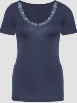 Wolle-Seide T-SHIRT 2703 mit Spitze comazo|earth